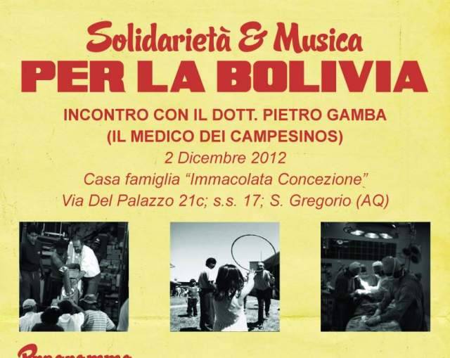 L’AQUILA: A SAN GREGORIO EVENTO DI SOLIDARIETA’ PER LA BOLIVIA