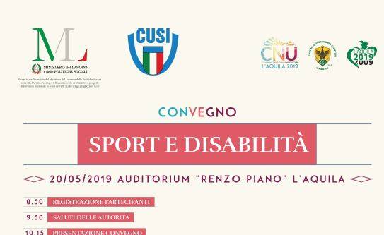 CAMPIONATI NAZIONALI UNIVERSITARI ALL’AQUILA: CONVEGNO SU SPORT E DISABILITÀ IL 20 MAGGIO