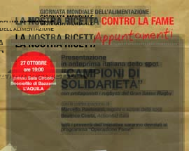 RUGBY E SOLIDARIETA’: SERATA GRAN SASSO E ACTION AID A BAZZANO