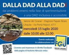 L’AQUILA: AUTISMO ABRUZZO ONLUS ORGANIZZA EVENTO SU DIDATTICA A DISTANZA
