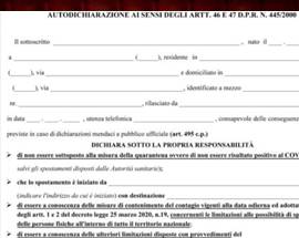 COVID FASE 2: ECCO NUOVO MODULO AUTOCERTIFICAZIONE DEGLI SPOSTAMENTI