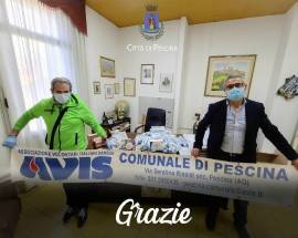 CORONAVIRUS: L’AVIS DONA MILLE MASCHERINE ALLA COMUNITA’ DI PESCINA
