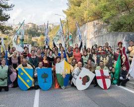 PERDONANZA: CORTEO RIENTRO BOLLA CON SPETTACOLO BANDIERAI QUATTRO QUARTI
