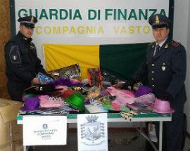 VASTO: SEQUESTRATI ARTICOLI DI CARNEVALE FUORILEGGE