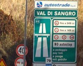 A14: CHIUSURE NOTTURNE TRATTO ORTONA-VAL DI SANGRO