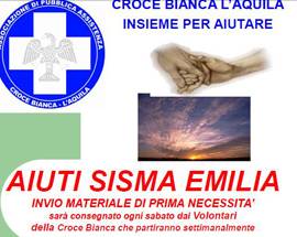 L’AQUILA: SISMA EMILIA, RACCOLTA BENI PROMOSSA DALLA CROCE BIANCA