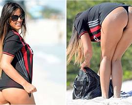 LA ROMANI MILANISTA ”HOT” A MIAMI, GLI SCATTI IN SPIAGGIA DELLA MODELLA