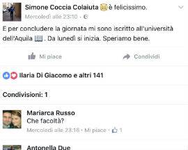 SIMONE COCCIA COLAIUTA TORNA SUI BANCHI: ”MI SONO ISCRITTO ALL’UNIVERSITA”’
