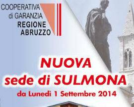 REGIONE ABRUZZO: COOPERATIVA DI GARANZIA, NUOVA SEDE A SULMONA