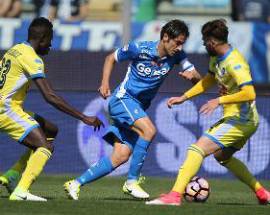 CALCIO: SERIE A, TRA EMPOLI E PESCARA FINISCE 1-1 CAPRARI DOPO EL KADDOURI, MA BIANCAZZURRI ULTIMI