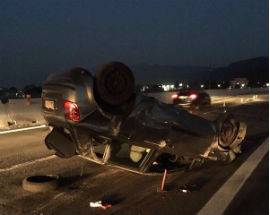 AVEZZANO: AUTO SI RIBALTA, PAURA PER UN GIOVANE