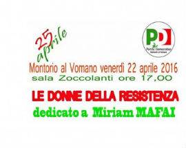‘LE DONNE DELLA RESISTENZA’: IL 22 CONVEGNO A MONTORIO AL VOMANO