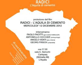 L’AQUILA:  DOMANI PROIEZIONE DEL DOCUMENTARIO ‘RADICI’