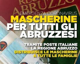 CORONAVIRUS: UN MILIONE E MEZZO DI MASCHERINE DIRETTAMENTE A CASA DEGLI ABRUZZESI