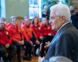 MATTARELLA INCONTRA IL SOCCORSO ALPINO E SPELEOLOGICO AL QUIRINALE PER I 65 ANNI DEL CORPO
