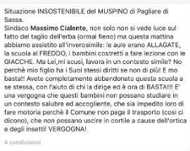 L’AQUILA: MUSP PAGLIARE TRA FREDDO, ALLAGAMENTI ED ERBA ALTA, E’ PROTESTA