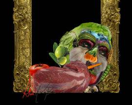 DA ARTISTI DI SULMONA OPERA CHE OMAGGIA OVIDIO COI PRODOTTI TIPICI ABRUZZESI