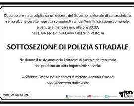 VASTO: CHIUDE LA POLSTRADA, MANIFESTI FUNEBRI CONTRO CENTROSINISTRA