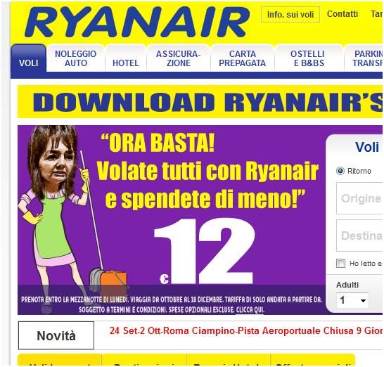RYANAIR PRENDE IN GIRO LA POLVERINI: ”CON NOI SPENDETE DI MENO”