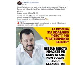 IL LEGHISTA BELLACHIOMA SU FB, ”SE TOCCATE SALVINI VI VENIAMO A PRENDERE  SOTTO CASA”, ESPLODE POLEMICA
