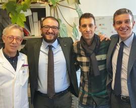 SANITA’: BIONDI INCONTRA IL CAMPIONE DI CICLISMO NIBALI ALL’OSPEDALE SAN SALVATORE