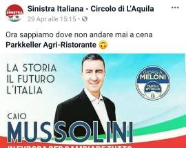 L’AQUILA: ”SAPPIAMO DOVE NON ANDARE A CENA”, SINISTRA ITALIANA CONTRO RISTORATORE AQUILANO