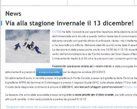 GRAN SASSO: L’APERTURA SLITTA MA IL SITO WEB NON E’ AGGIORNATO!
