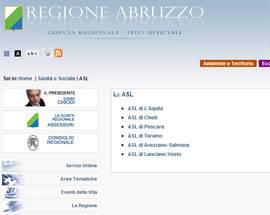 SANITA’: ASL, CORRETTO SITO INTERNET SBAGLIATO DELLA REGIONE ABRUZZO