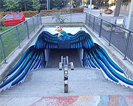 L’AQUILA: CHE BEL MURALES ALLA FONTANA, E IL SOTTOPASSO E’ PIU’ BELLO
