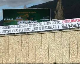 L’AQUILA CALCIO, RABBIA ULTRA’: STRISCIONE CONTRO CHIODI, MANCINI E CIPRIANI