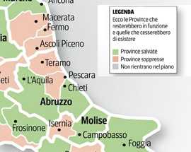 ABOLIZIONE PROVINCE: IL GOVERNO HA DECISO. SALVE CHIETI E L’AQUILA, OUT PESCARA E TERAMO