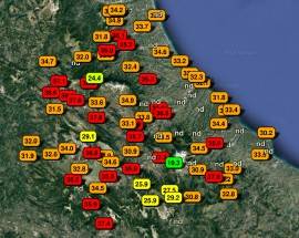 METEO ABRUZZO: RAGGIUNTI 40 GRADI, TEMPERATURE IN DIMINUZIONE TRA OGGI E MERCOLEDI’