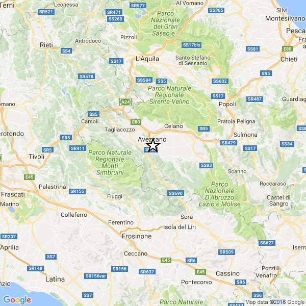 TERREMOTO: SCOSSA MAGNITUDO 2.7 VICINO AVEZZANO, PAURA IN MARSICA