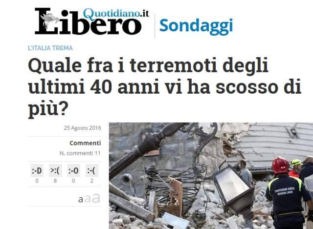 TERREMOTO: IL SONDAGGIO SHOCK DI LIBERO, ”QUALE TI HA SCOSSO DI PIU’?”