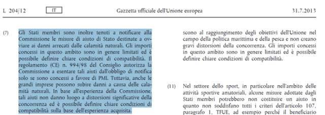 TASSE AL 100%: SCAPPATOIA IN NORMA UE, ”AIUTI NON ALTERANO LA CONCORRENZA”