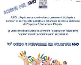 L’AQUILA: ABIO CERCA VOLONTARI, LE ISCRIZIONI ENTRO DOMANI