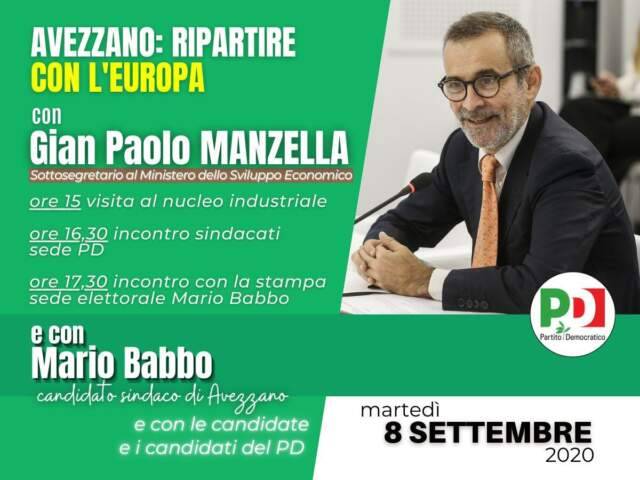 ELEZIONI: SOTTOSEGRETARIO MANZELLA AD AVEZZANO A SOSTEGNO DI BABBO, GLI INCONTRI