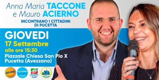 ELEZIONI AVEZZANO: TACCONE E ACIERNO INCONTRANO CITTADINI QUARTIERE PUCETTA