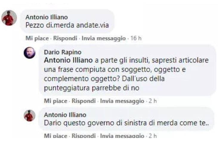 OFFESE SU FB A GOVERNO E GIUDICE, IL LANCIANO CACCIA CALCIATORE