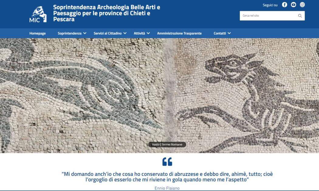 CULTURA: NUOVO SITO WEB DELLA SOPRINTENDENZA CHIETI E PESCARA