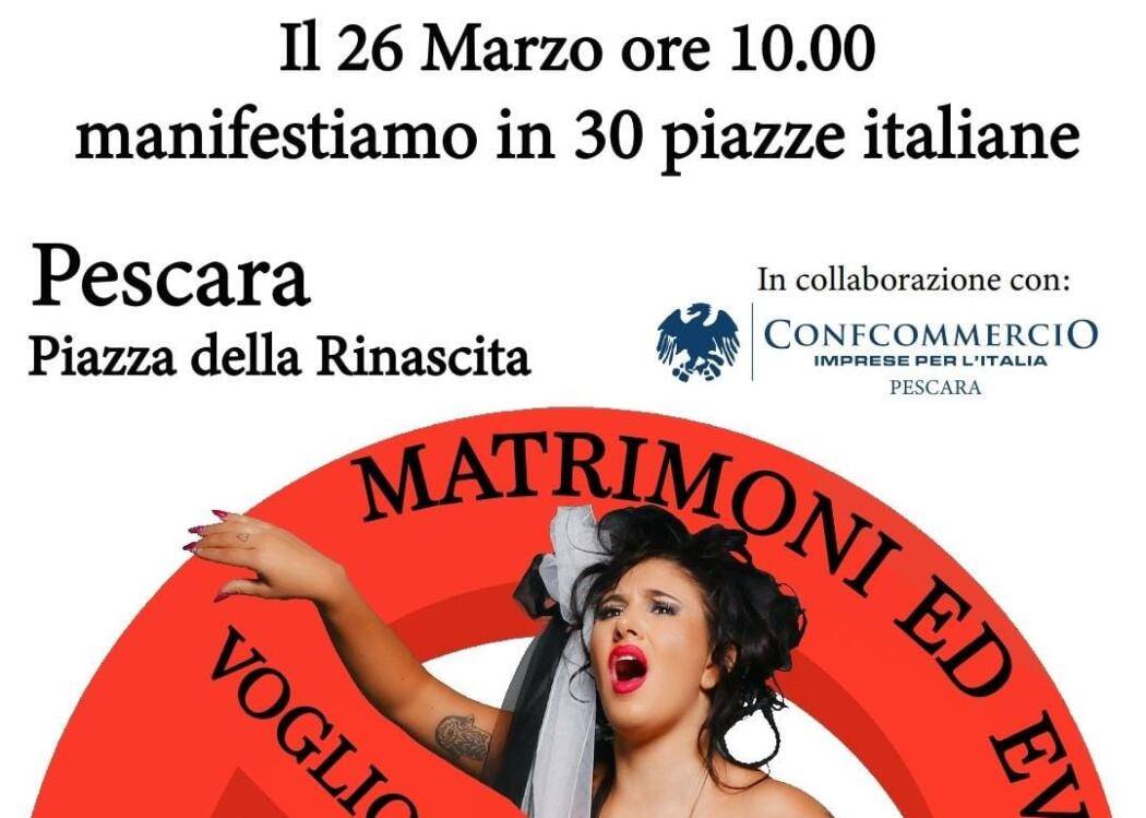 PESCARA, CONFCOMMERCIO DOMANI IN PIAZZA PER MANIFESTAZIONE DEL COMPARTO WEDDING