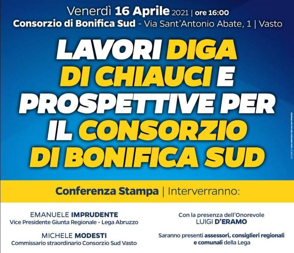 LAVORI DIGA DI CHIAUCI E PROSPETTIVE PER IL CONSORZIO BONIFICA SUD: LA DIRETTA DA VASTO