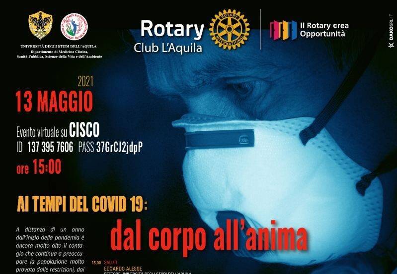 AI TEMPI DEL COVID, DAL CORPO ALL’ANIMA: WORKSHOP ON LINE ROTARY E UNIVERSITA’ L’AQUILA, LA DIRETTA