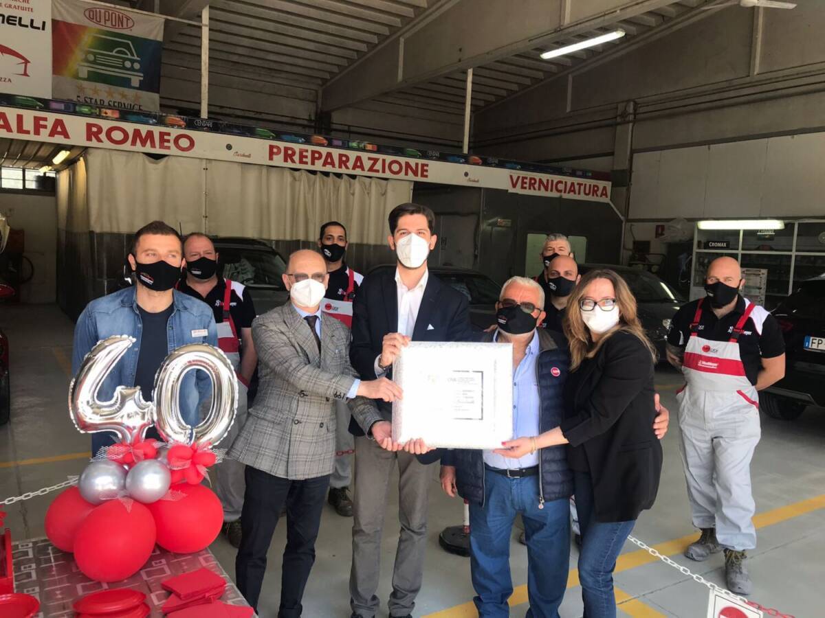 CHIETI, TARGA STORICA AD AUTOFFICINA GIARDINELLI: “ESEMPIO POSITIVO DI LAVORO”