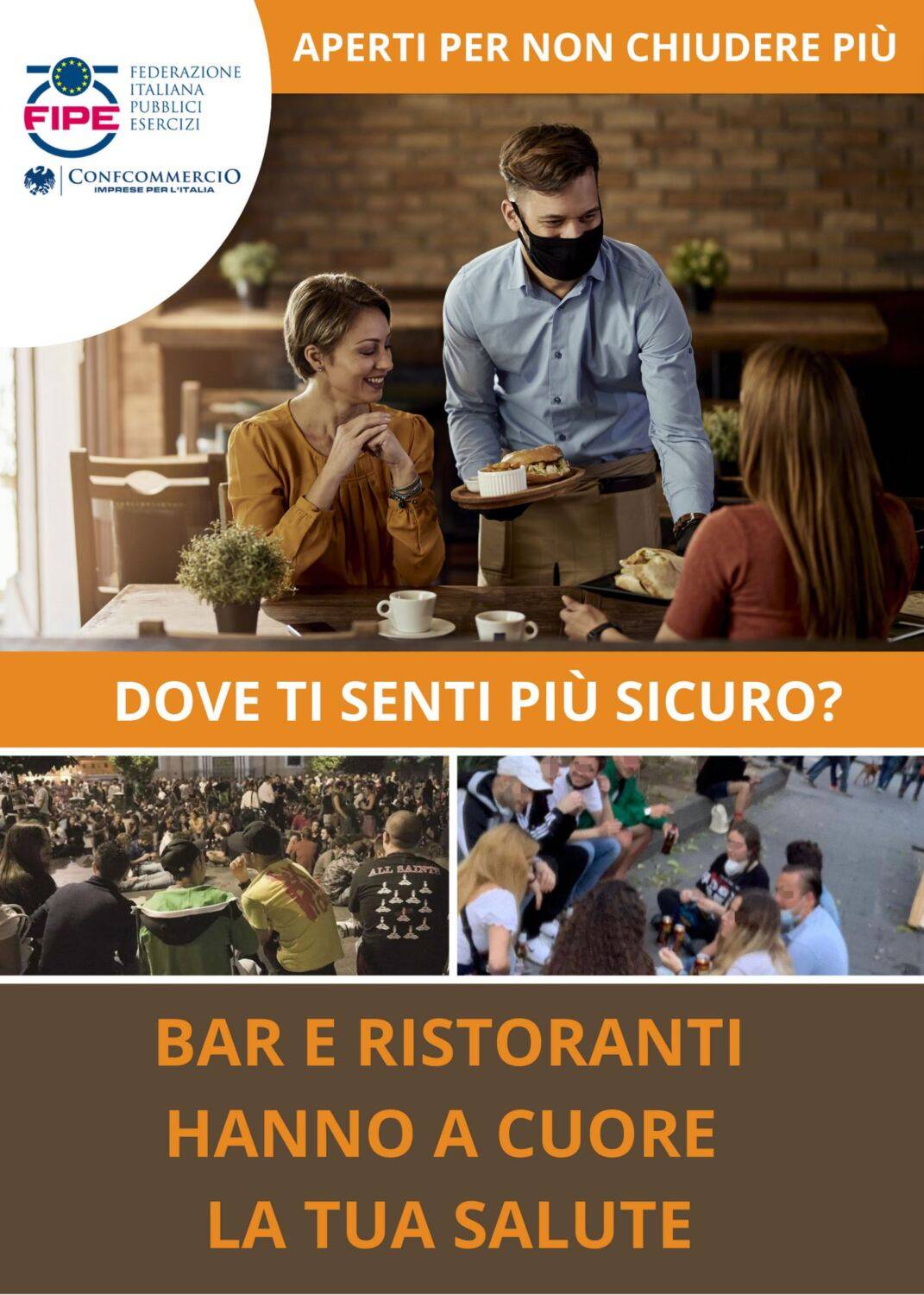 1° MAGGIO: AL VIA CAMPAGNA FIPE “RIAPERTURA TOTALE E DEFINITIVA DEI PUBBLICI ESERCIZI”