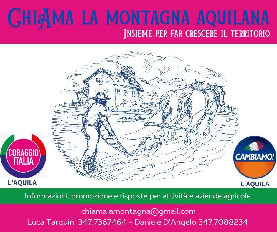 AGRICOLTURA, CAMBIAMO LANCIA “CHI-AMA LA MONTAGNA AQUILANA'”, PROGETTO DI SUPPORTO A OPERATORI