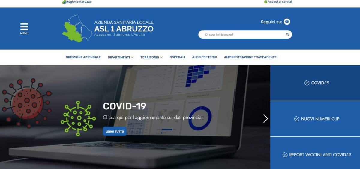 ASL L’AQUILA, ATTIVO NUOVO SITO: “PORTALE SEMPLICE E INNOVATIVO”