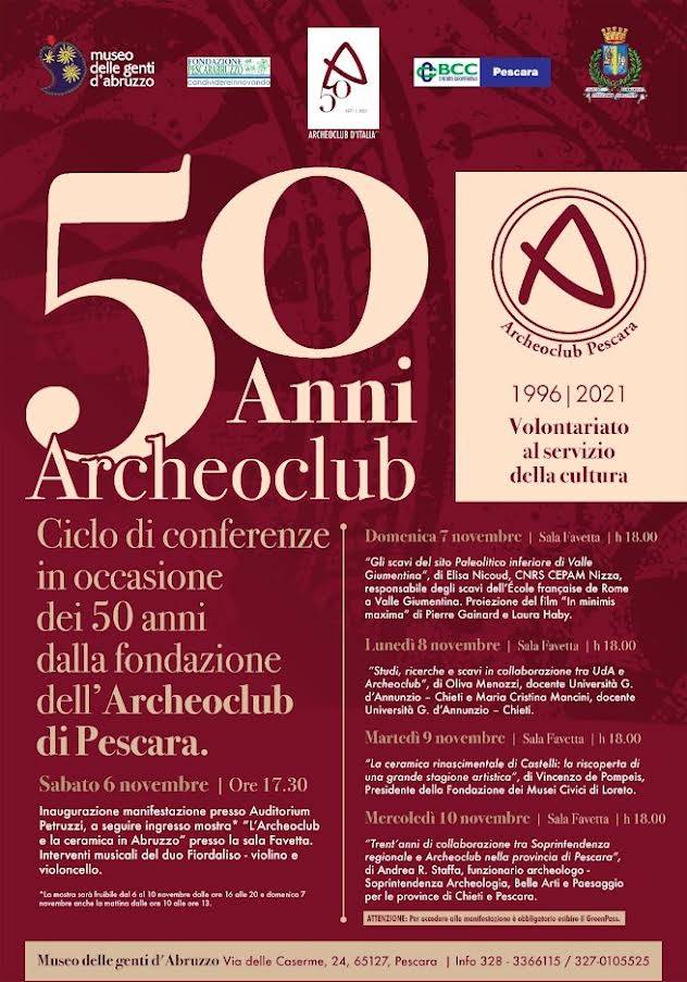 I CINQUANT’ANNI DELL’ARCHEOCLUB PESCARA: DAL 1971, VOLONTARIATO AL SERVIZIO DELLA CULTURA