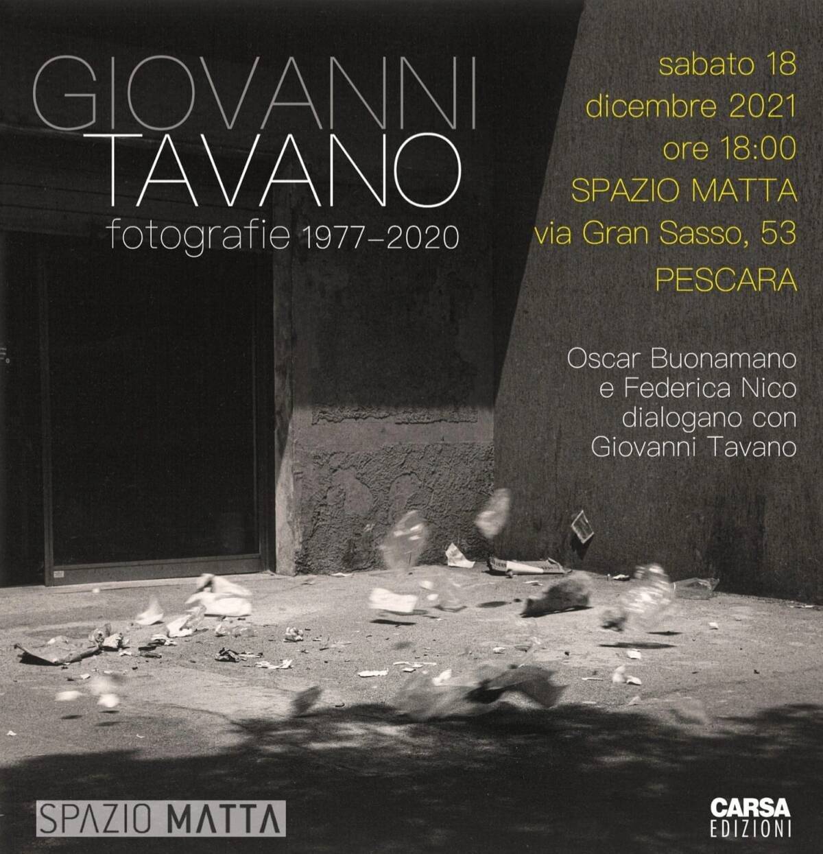PESCARA: ALLO SPAZIO MATTA PRESENTAZIONE VOLUME DEDICATO AL FOTOGRAFO GIOVANNI TAVANO