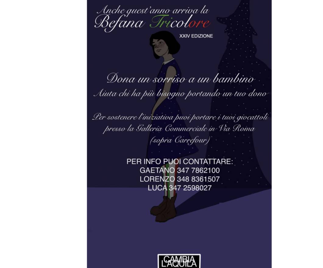L’AQUILA, TORNA LA “BEFANA TRICOLORE”: IL PROGRAMMA DELLA 24ESIMA EDIZIONE